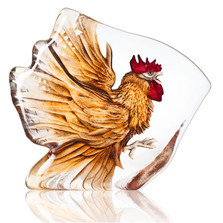 Rooster Painted Crystal Sculpture | 34179 | Mats Jonasson Maleras