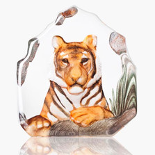 Tiger Painted Crystal Sculpture | 34175 | Mats Jonasson Maleras