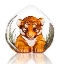 Tiger Cub Painted Crystal Sculpture | 34174 | Mats Jonasson Maleras