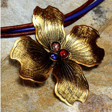 Dogwood Flower Brass Necklace | Elaine Coyne Jewelry | NSG8405PD