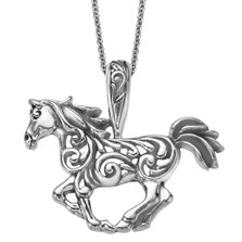 Horse Scroll Pendant Sterling Silver Necklace | Kabana Jewelry | KSP506