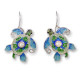 Pearly Sea Turtle Enamel Silver Plated Earrings | Zarah Jewelry | 33-02-Z1