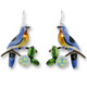 Bluebird and Dogwood Enameled Wire Earrings | Zarah Jewelry | 21-39-Z1