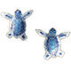 Blue Flatback Hatchling Turtle Cloisonne Post Earrings | Bamboo Jewelry | BJ0074pe -2