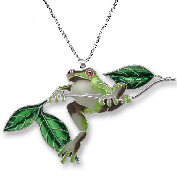 アクセサリー rata Frog on Twig Necklace | Enamel Frog Necklace | Zarah Jewelry