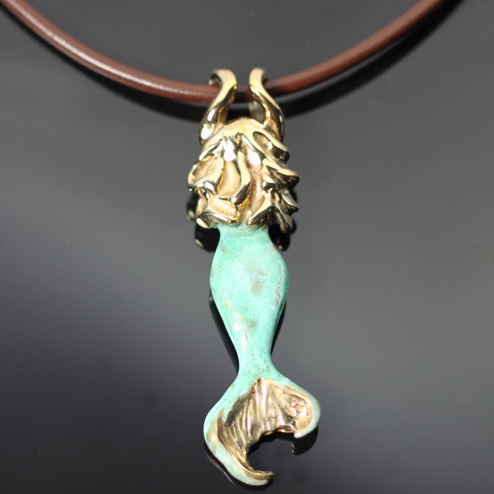 Mermaid Jewelry for Women Solid Bronze- Mermaid Necklaces for Women, Mermaid Gifts for Adults, Solid Bronze Mermaid Necklace, Little Mermaid  Gift Ideas for Adults