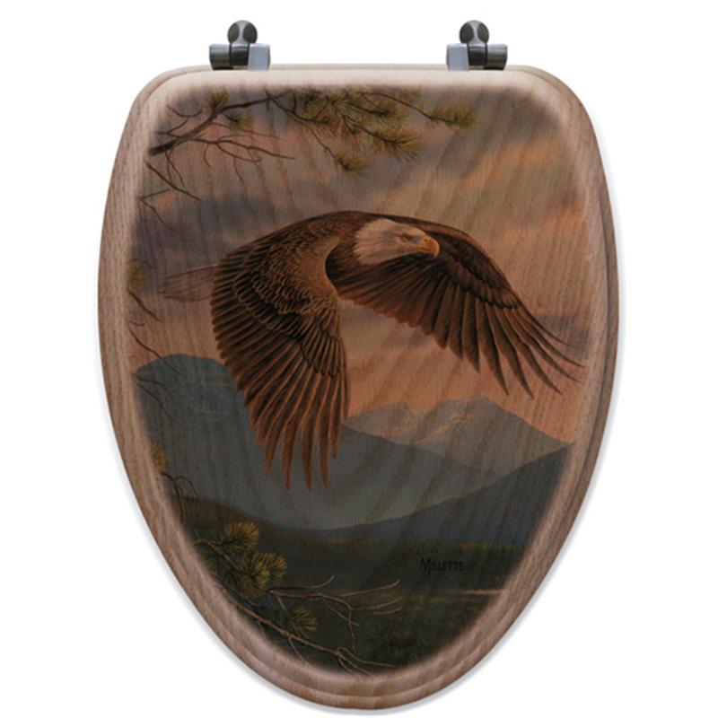 Eagle Oak Wood Elongated Toilet Seat "Majestic Moment" Wood Graphixs