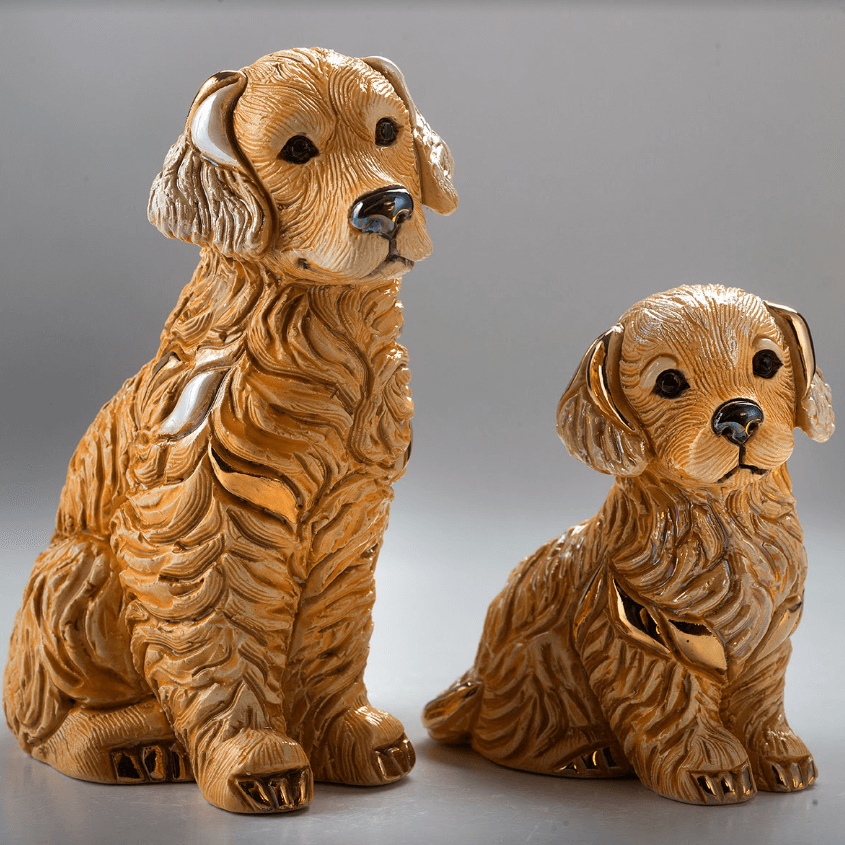 Golden Retriever Family Ceramic Figurine Set | De Rosa Goldens