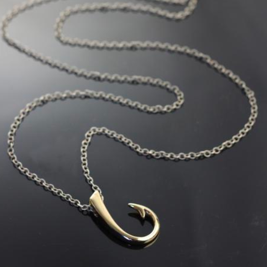 Bronze Hook Pendant on Sterling Silver Necklace | Anisa Stewart