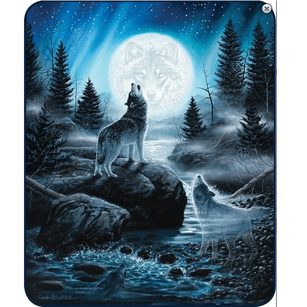 Wolf Faux-Mink Blanket | Spirits of the Wild Blanket | DB5452-2