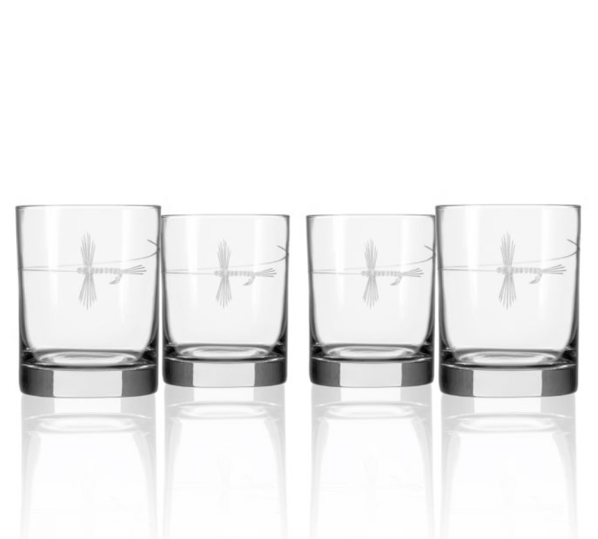 Fly Fishing Double Old Fashioned Glass Set