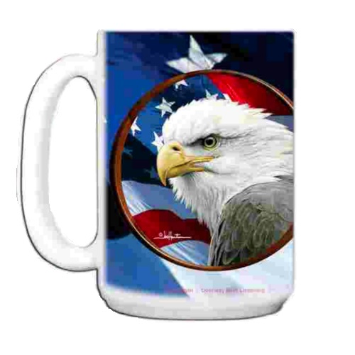 Eagle with Flag 15oz Ceramic Mug