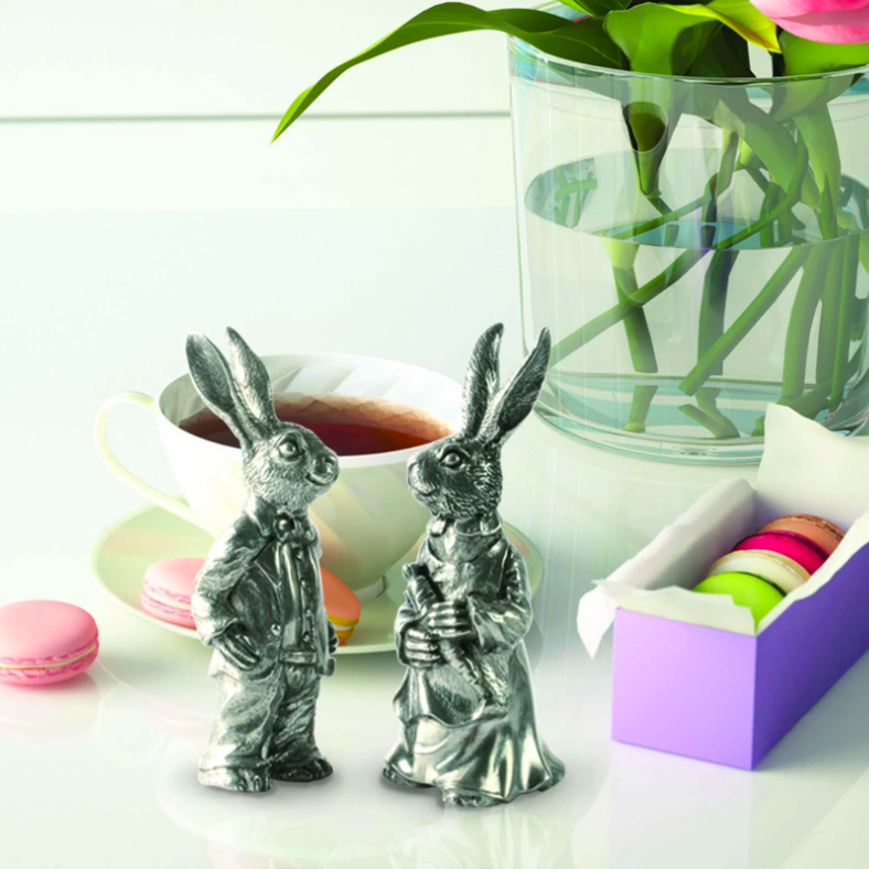 Dressed Rabbits Pewter Salt Pepper Shakers | Vagabond House