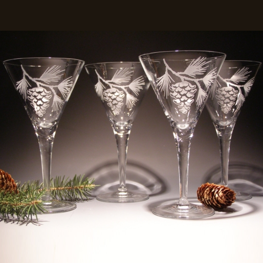 Elk Martini Glass, Elk Etched Crystal Martini