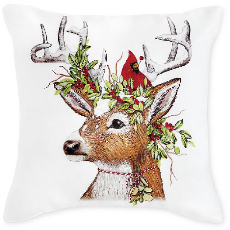 Woodland Deer Christmas Pillow | Little Birdie