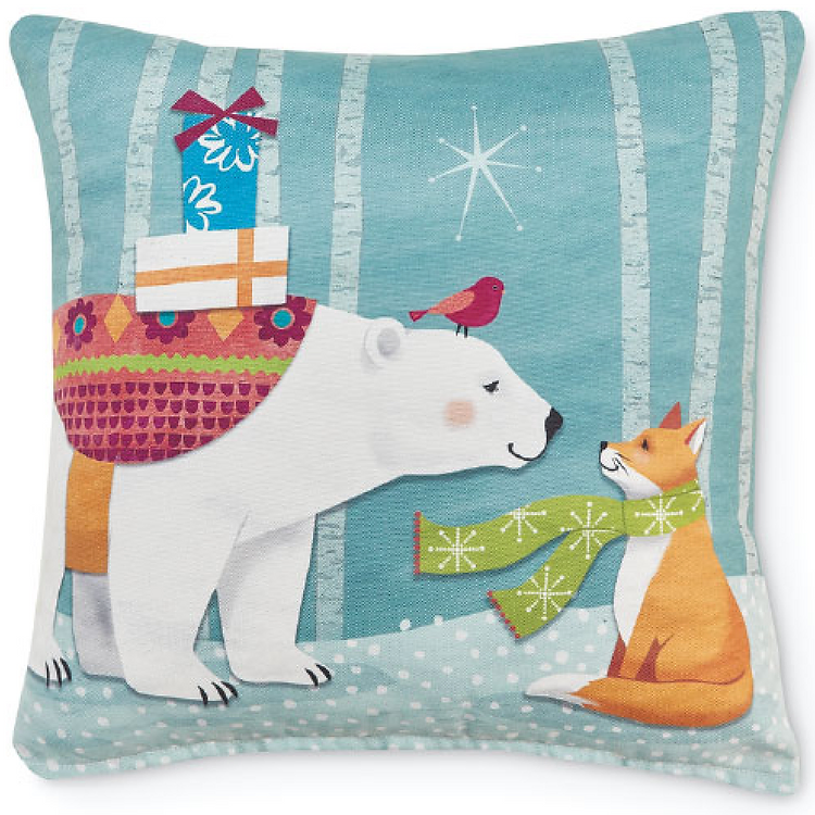 Bear in a Boat Indoor Outdoor Pillow 18x18