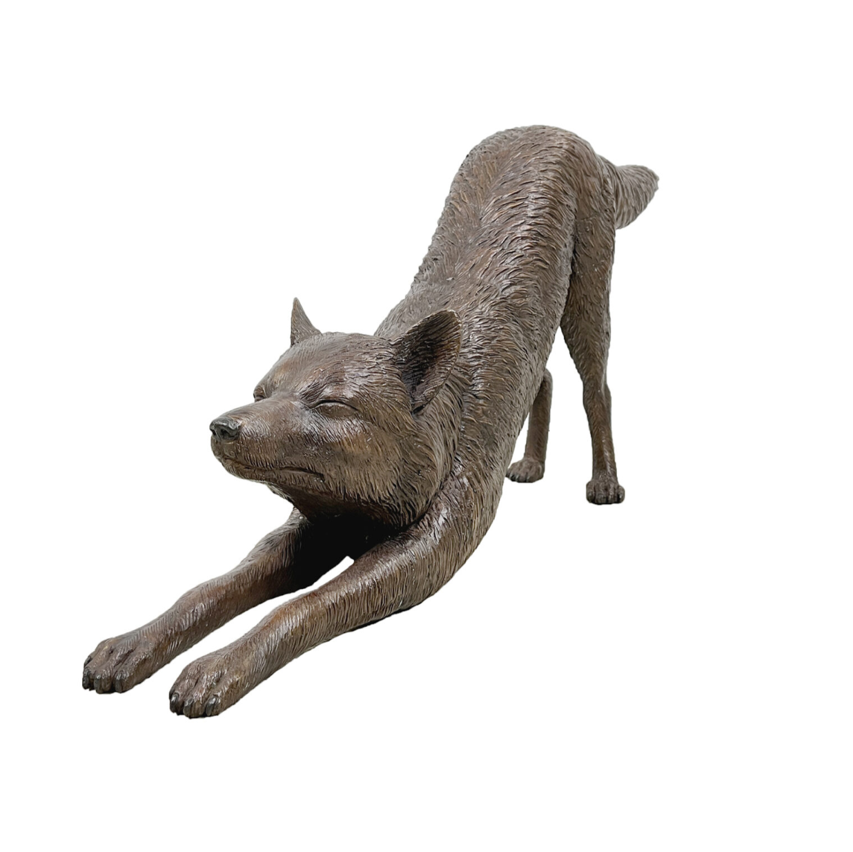 Crouching Fox Bronze Outdoor Statue | Outdoor Bronze Statue
