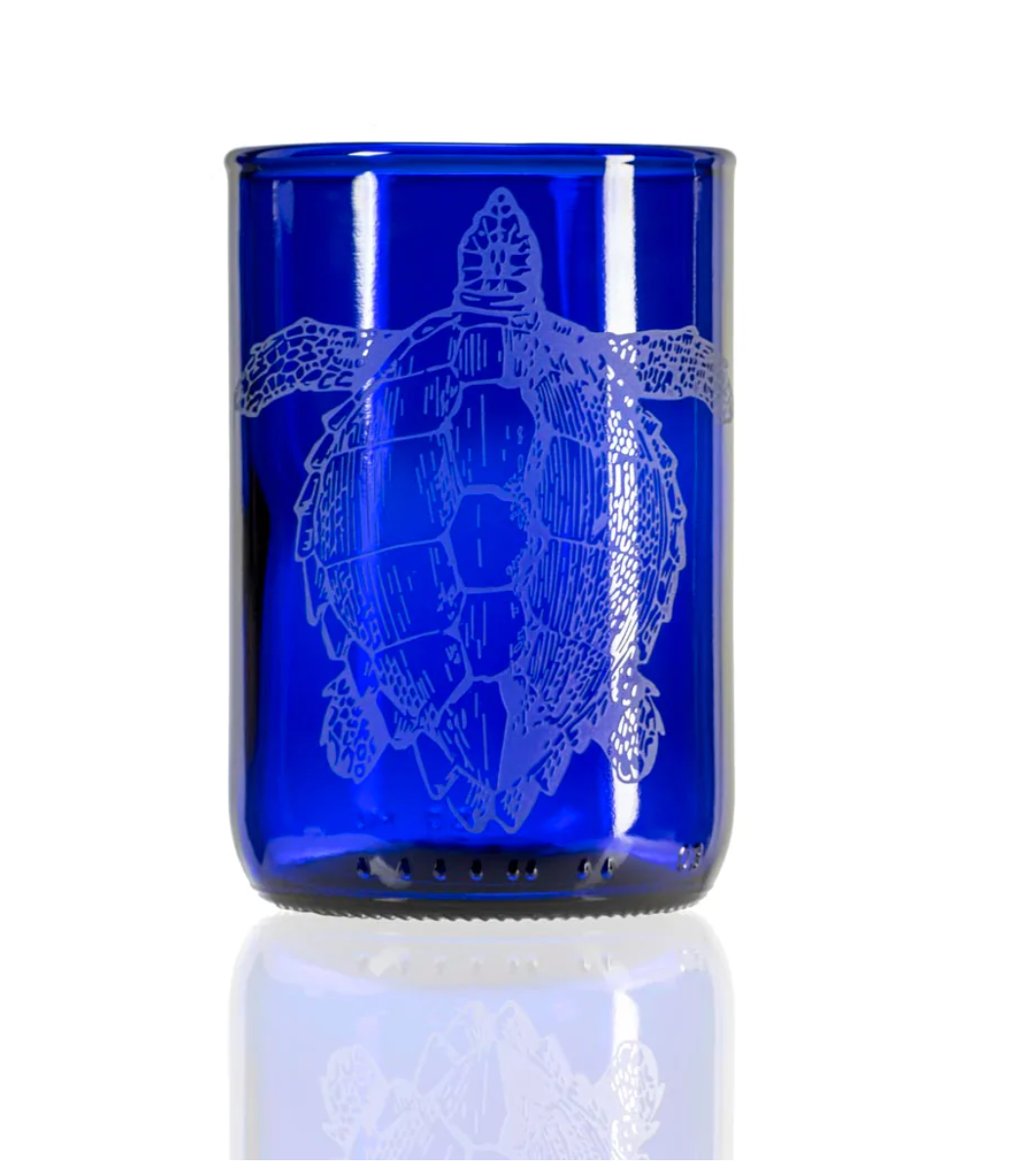 Upcycled 12 oz Turtle Repurposed Tumbler Set of 4 | Glassware | Rolf Glass