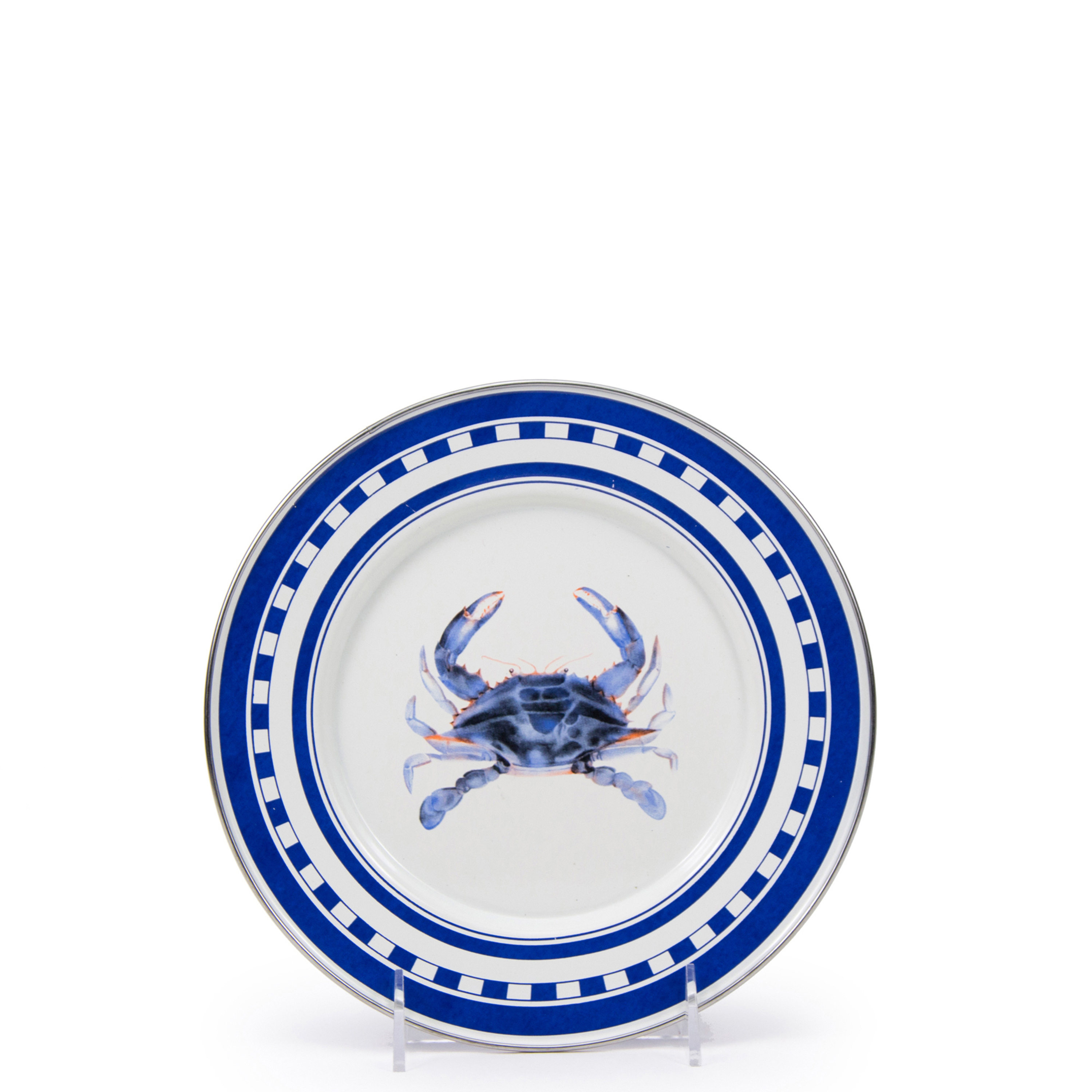 Set of 4 Blue Crab Enamel Ware Dinner Plates | Dinnerware | Golden
