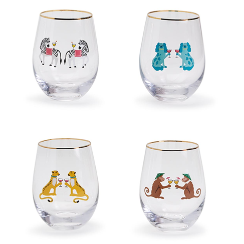 Animal Print Outdoor Stemless Wine Glasses