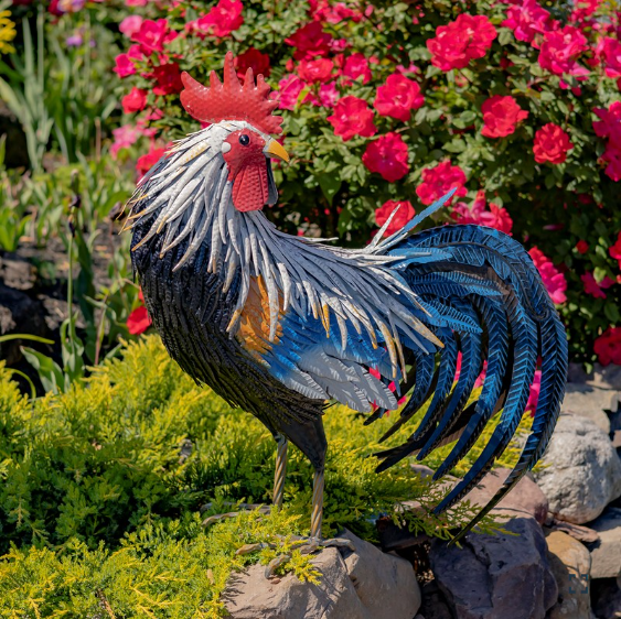 Brooks Rooster Iron Garden Statue | Zaer International | ZR220902