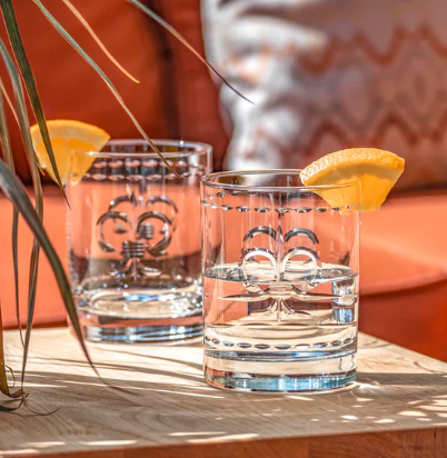 Fleur de Lis Double Old Fashioned Glass Set of 4| Cocktail | Rolf
