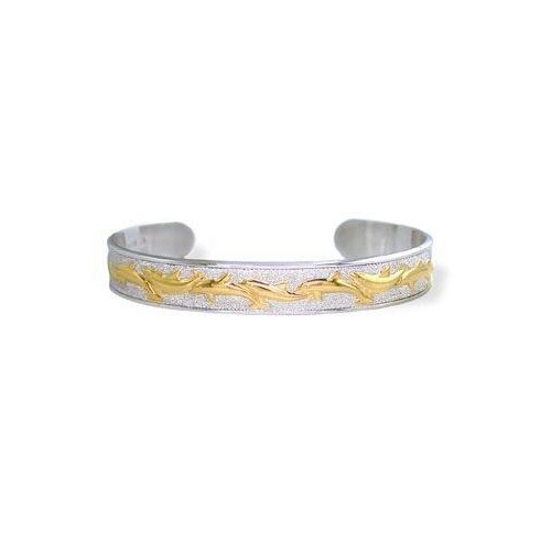 Dolphin 14K Gold & Silver Cuff Bracelet | Nature Jewelry