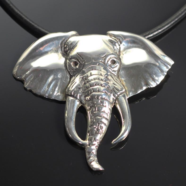 925 Sterling Silver Elephant Necklace (Thick Chain)