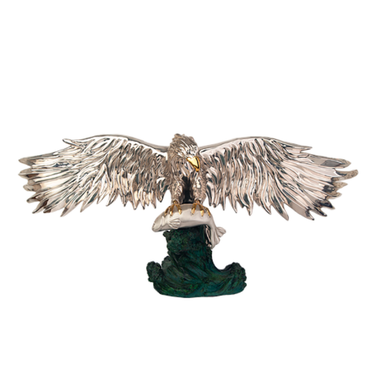 Silver Eagle with Fish Sculpture | 2519 | D'Argenta