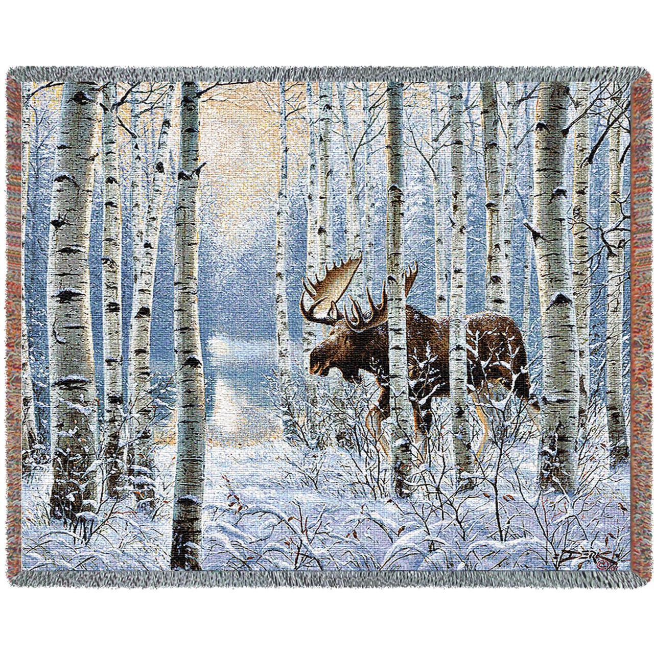 Moose Throw Blanket Tapestry Afghan On the Move