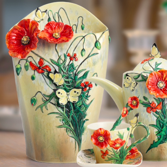 Van Gogh Poppy Vase | Porcelain | Franz Collection