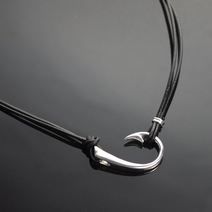 Hook Sideways Necklace, Sterling Silver