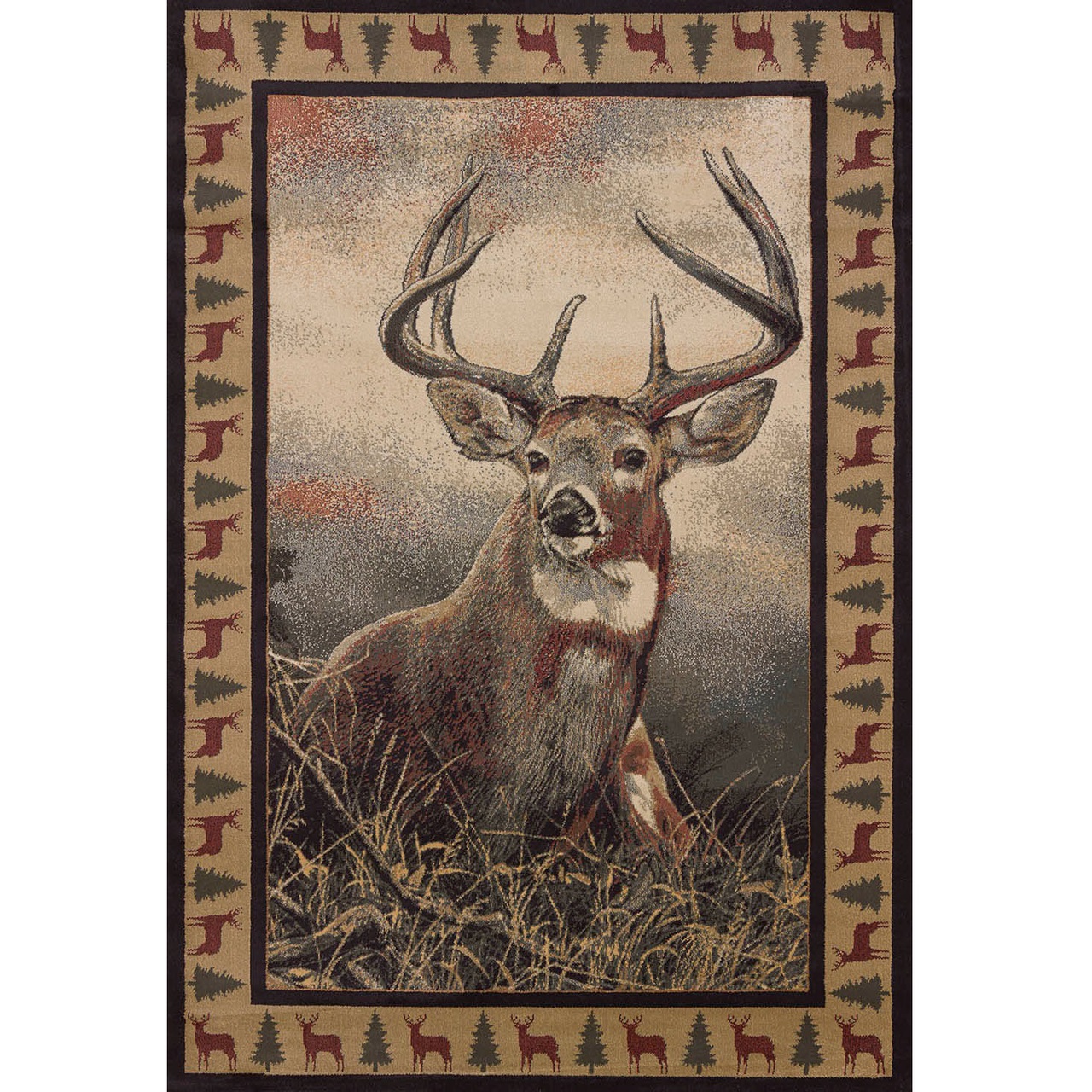 Majestic White Tail Deer Rug Area Decor