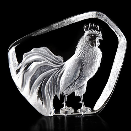 Rooster Crystal Sculpture | Mats Jonasson Rooster | Maleras