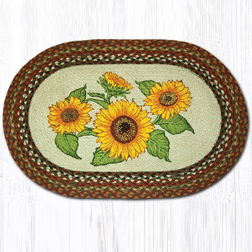 Sunflowers Oval Braided Rug Capitol Earth Rugs Jute Area Rug