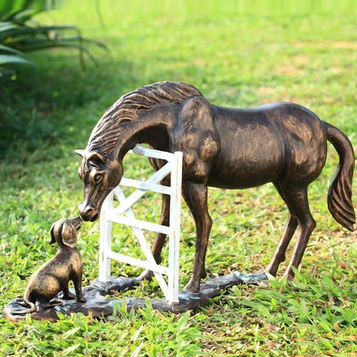 Horse Dog Garden Sculpture SPI