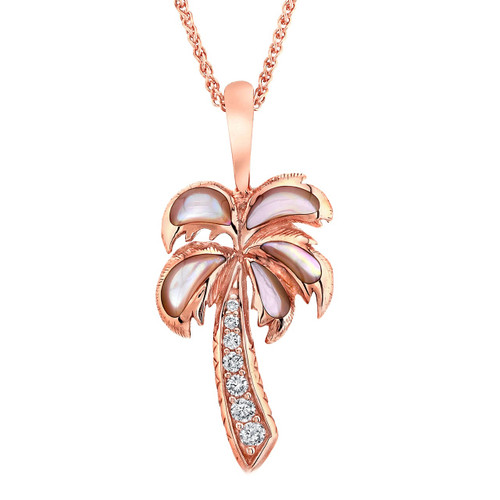 Palm Tree 14K Rose Gold Mother of Pearl Necklace | Kabana