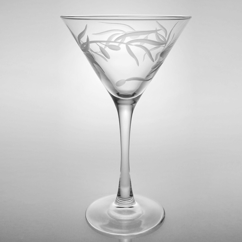 Olive Branch Martini Glass Set Engraved Olive Branch Martini Glass