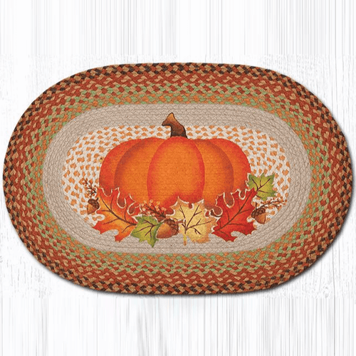 Pumpkin Leaves Oval Patch Braided Rug | Capitol Earth Rugs | OP-438