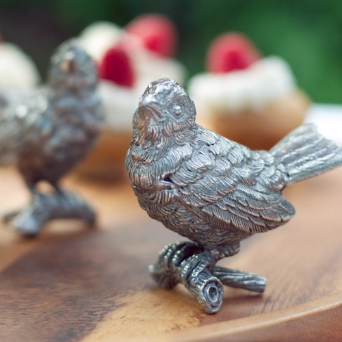小物入れ Barratts Songbirds salt & pepper Song Bird Salt/Pepper Set | Pewter | Vagabond House
