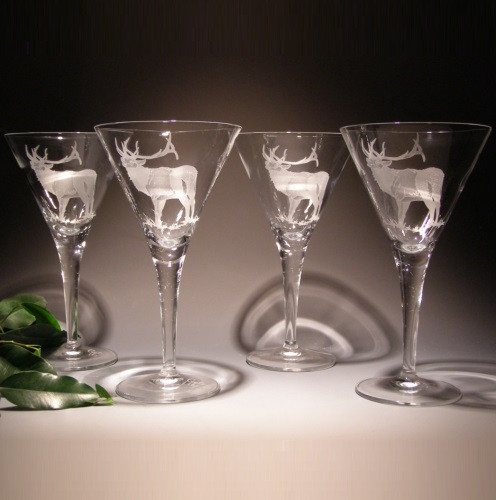 Pinecone Crystal Martini Glass Set of 4