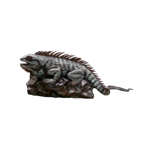 Iguana on Rock Statue Iguana Fountain Outdoor Bronze