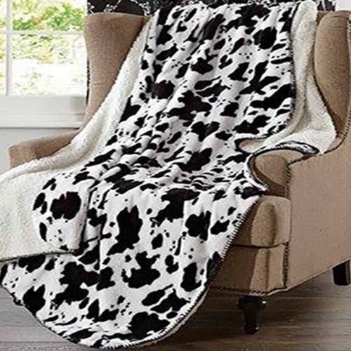 Cow Skin Sherpa Faux Mink Throw Blanket Mink Throw Blanket Sherpa