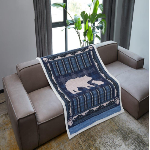 Polar Bear Sherpa Throw Blanket "OffSpring" Sherpa Blanket DQST10102