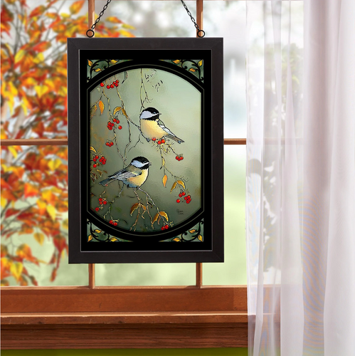 Autumn Chickadee Stained Glass Art | Wild Wings