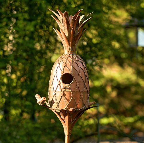 67 Inch Pineapple Iron Birdhouse with Copper Finish | Zaer