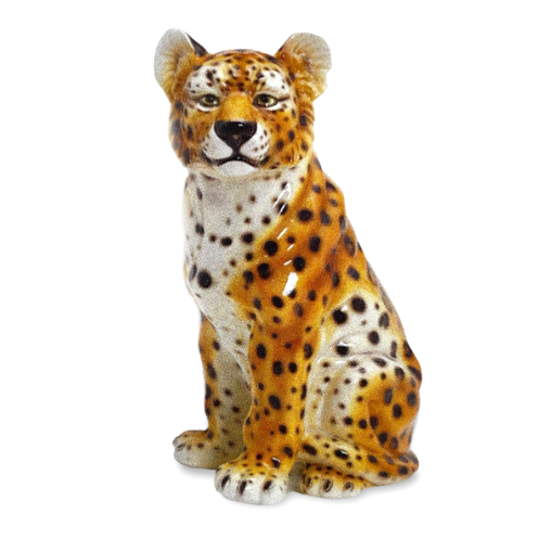 1970s Vintage Ceramic Cheetah Leopard Figurines - a Pair