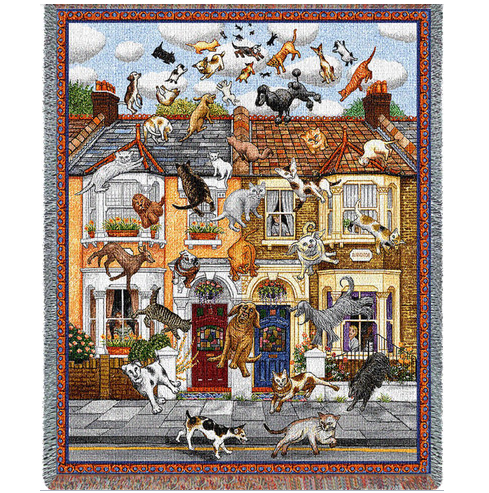 It's Raining Cats and Dogs Throw Blanket, Dog Woven Throw, Cat Blanket