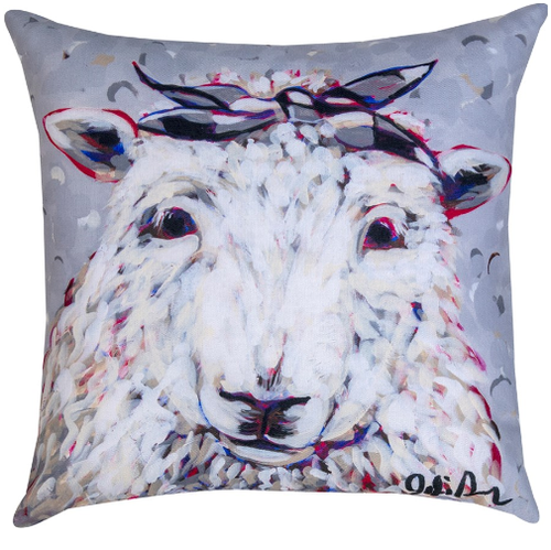 Shelley the Sheep Climaweave Pillow Indoor Outdoor Climaweave