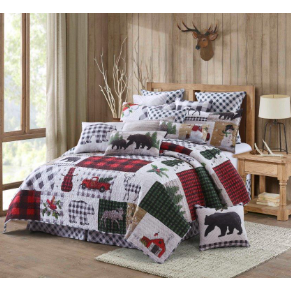 Haut De Couette (quilt Top) Patchwork à Motifs Ours Country Noir - Fait Main, Non Terminé - Neuf